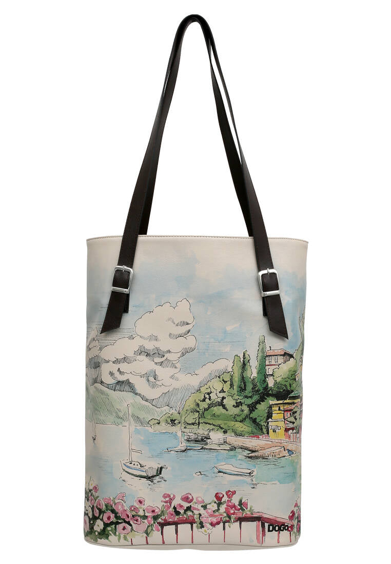 Women Vegan Leather Blue Shoulder Bag - Lago di Como Design