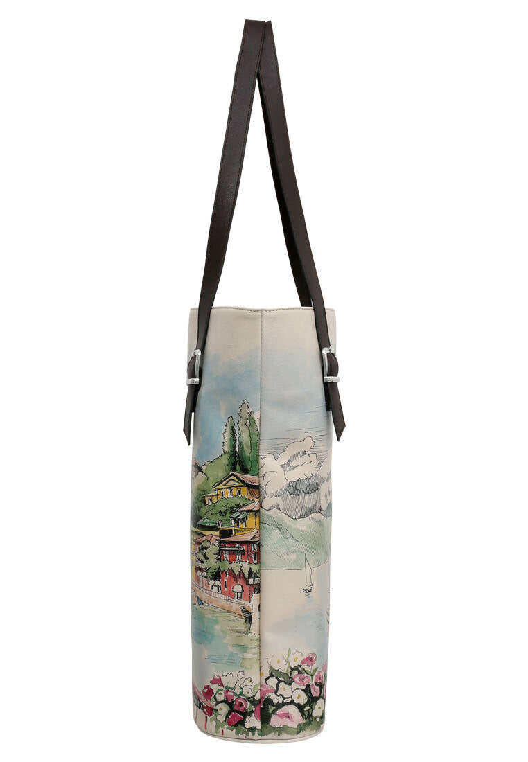 Women Vegan Leather Blue Shoulder Bag - Lago di Como Design