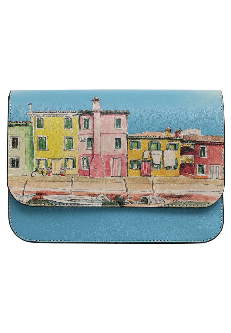 Women Vegan Leather Blue Purse - Burano Island Design