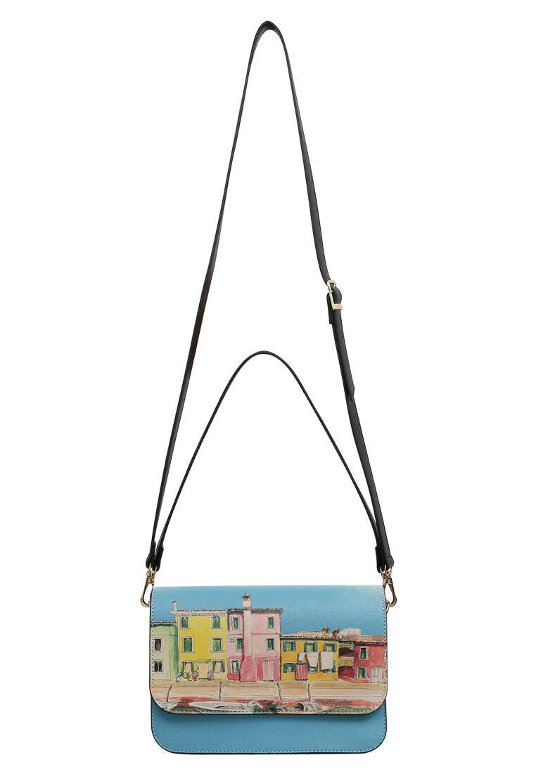 Women Vegan Leather Blue Purse - Burano Island Design