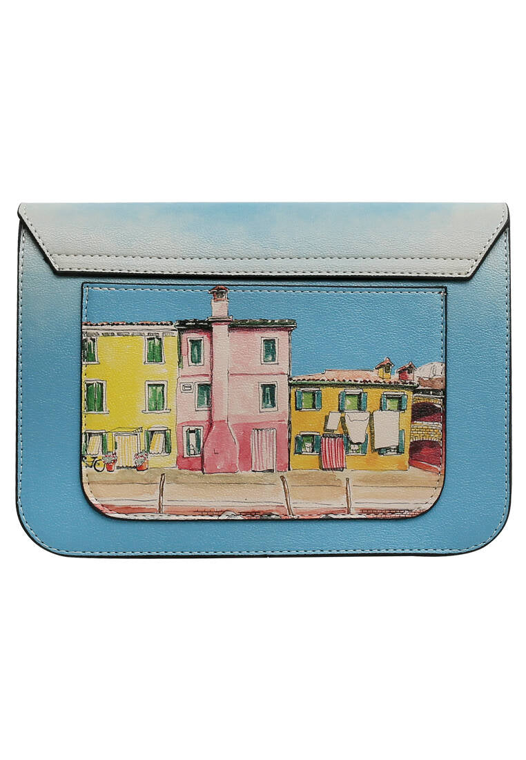 Women Vegan Leather Blue Purse - Burano Island Design