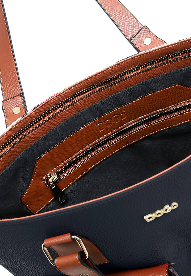 Women Vegan Leather Navy Shoulder Bag - Meet me Halfway Design