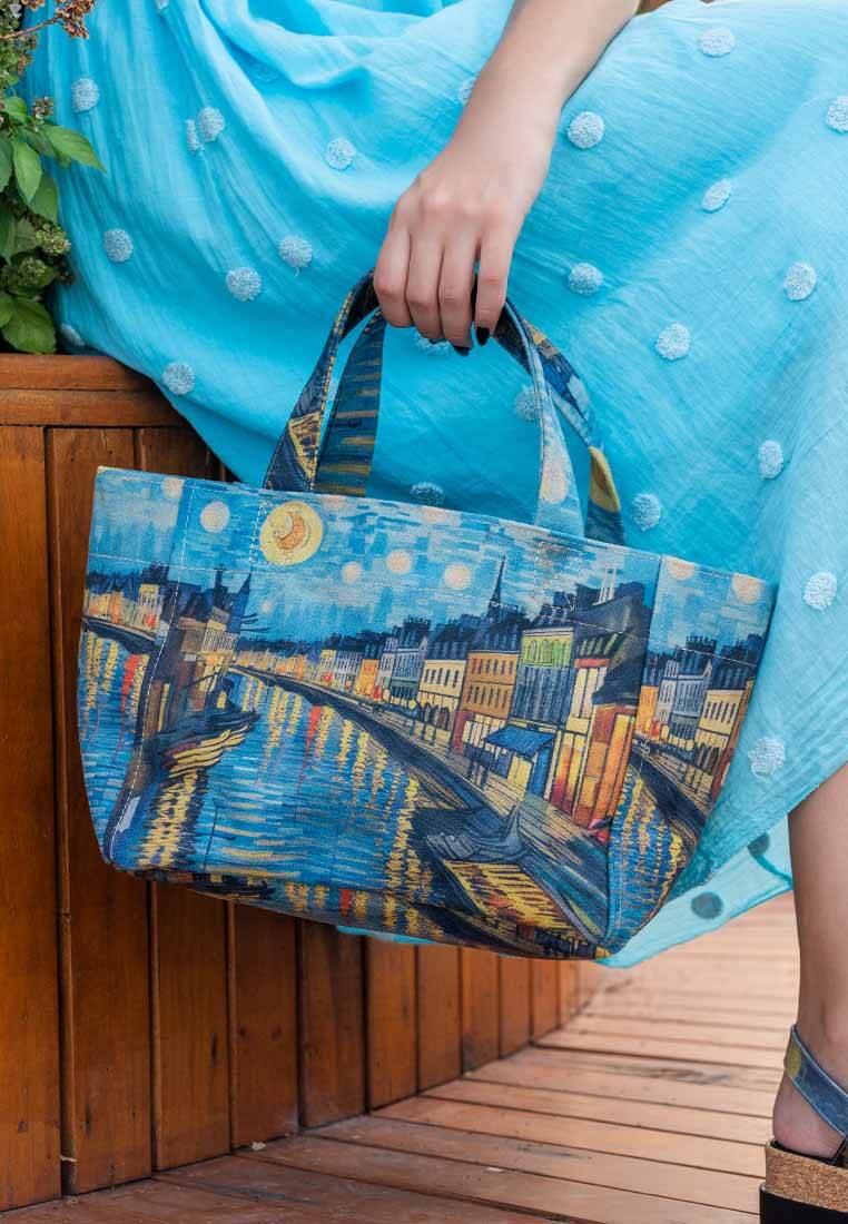 Women Vegan Multicolor Medium Tote Bag - Sea Sparkles Design