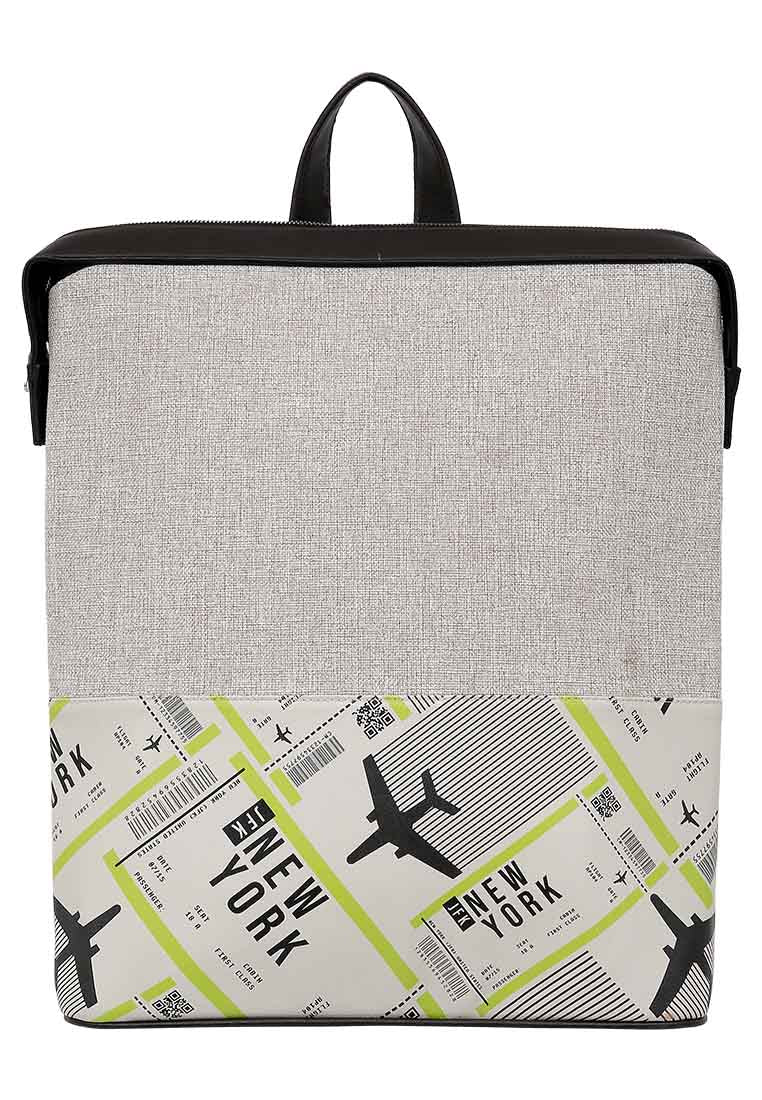 Unisex Vegan Gray Backpack - New York Ticket Design
