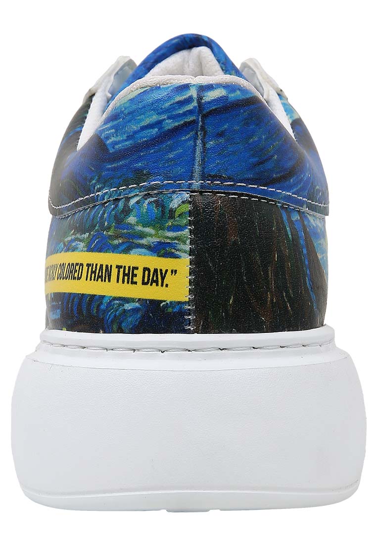 Women Vegan Leather White Sneakers - Vincent van Gogh The Starry Night Muse Design