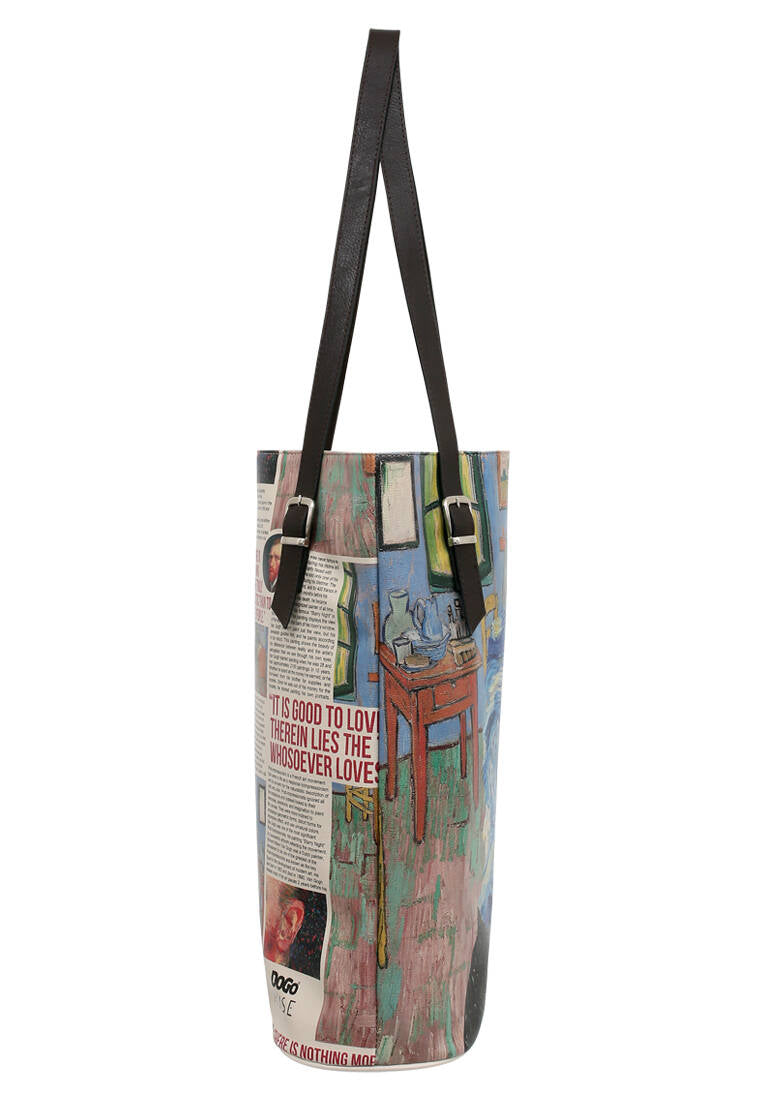 Women Vegan Leather Blue Shoulder Bag - Vincent van Gogh Lost Mind Muse Design