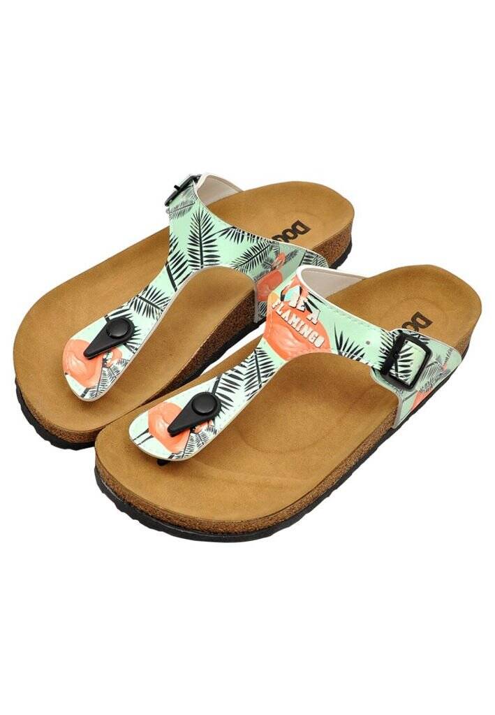 Women Vegan Leather Turquoise Slippers - Be a Flamingo Design