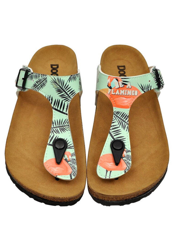 Women Vegan Leather Turquoise Slippers - Be a Flamingo Design