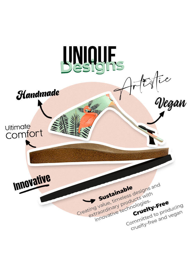 Women Vegan Leather Turquoise Slippers - Be a Flamingo Design