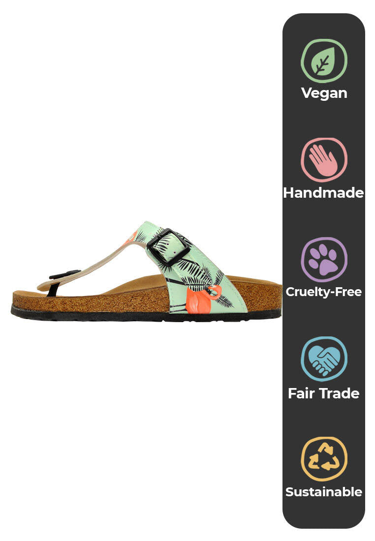 Women Vegan Leather Turquoise Slippers - Be a Flamingo Design
