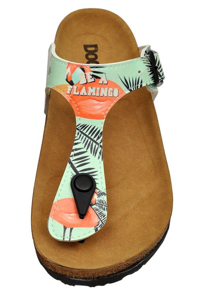 Women Vegan Leather Turquoise Slippers - Be a Flamingo Design