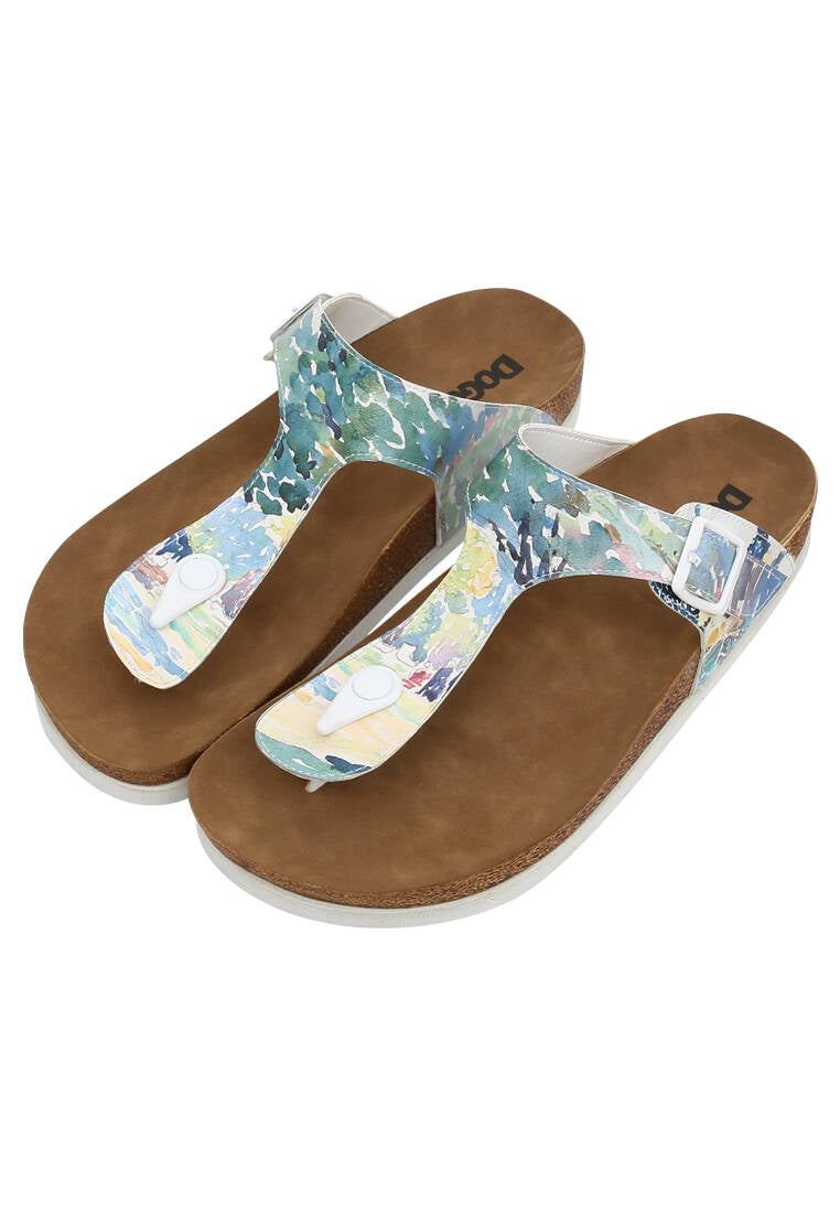 Blue wedge sandals