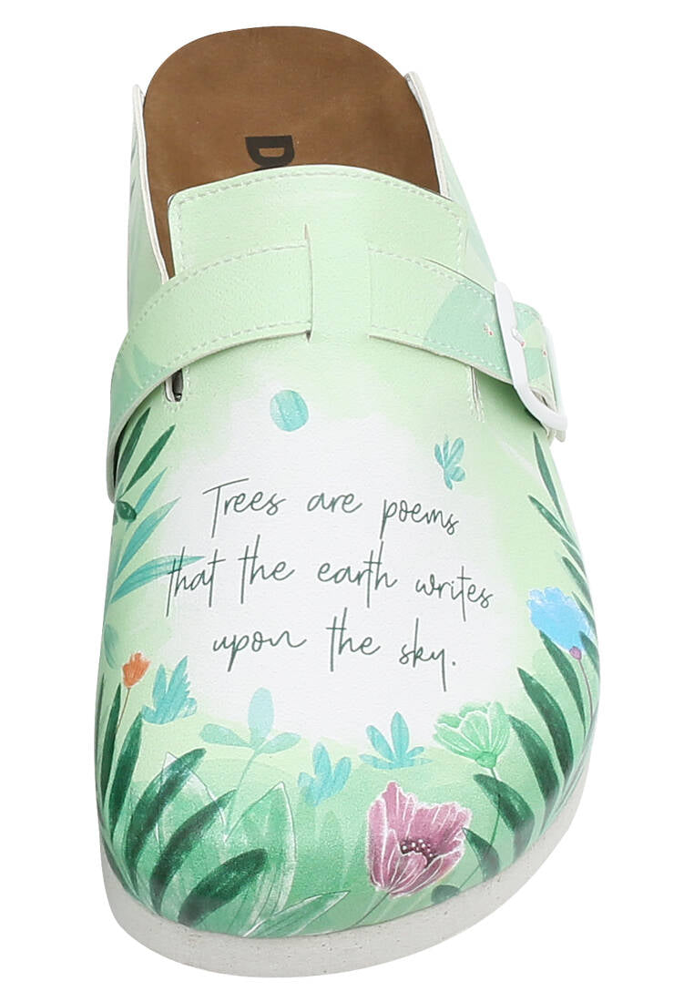 Green vegan slippers