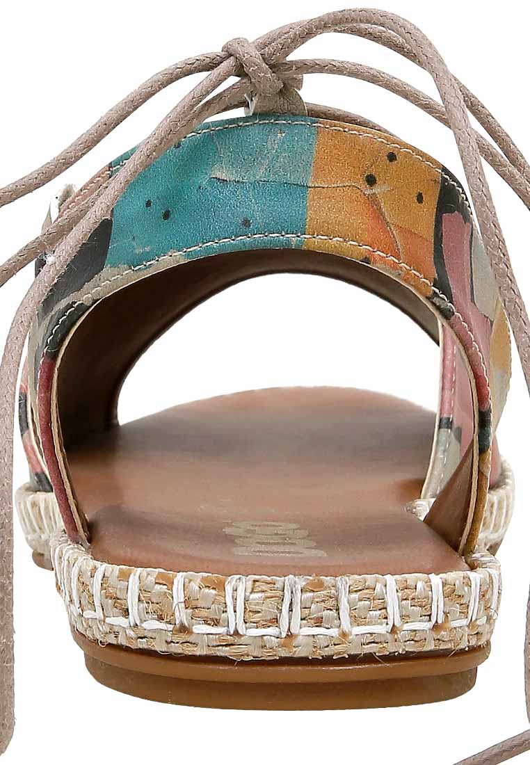 Women Vegan Leather Multicolor Lace Up Sandals - Block Houses Design