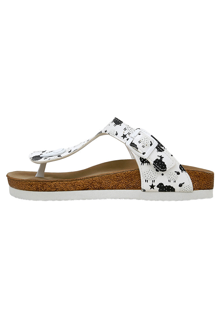 Women Vegan Leather White Slippers - Count Sheeps Design