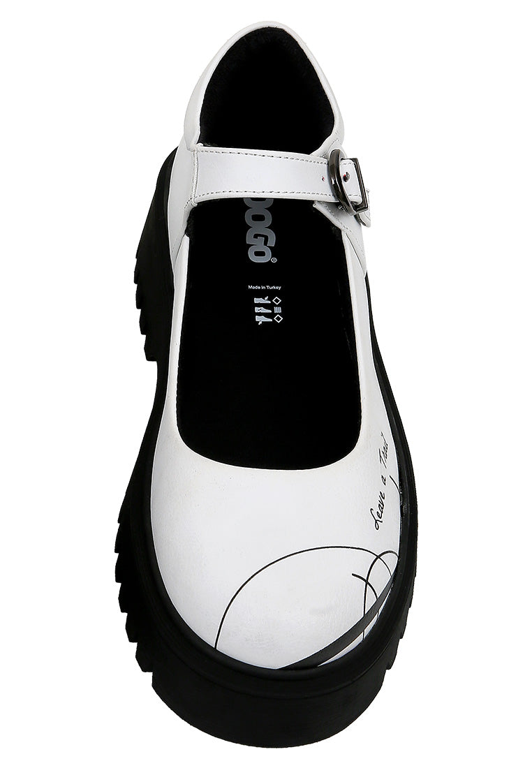 Women Vegan Leather White Mary Jane Loafer - Leave a Trail Design