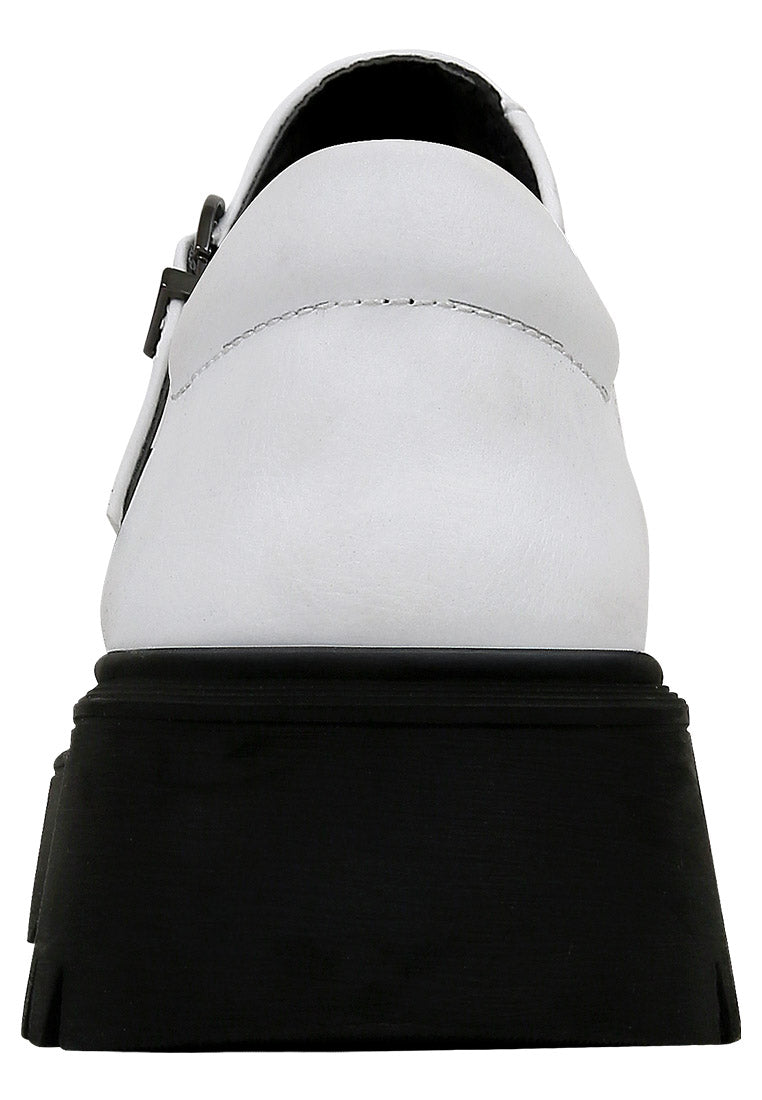 Women Vegan Leather White Mary Jane Loafer - Leave a Trail Design