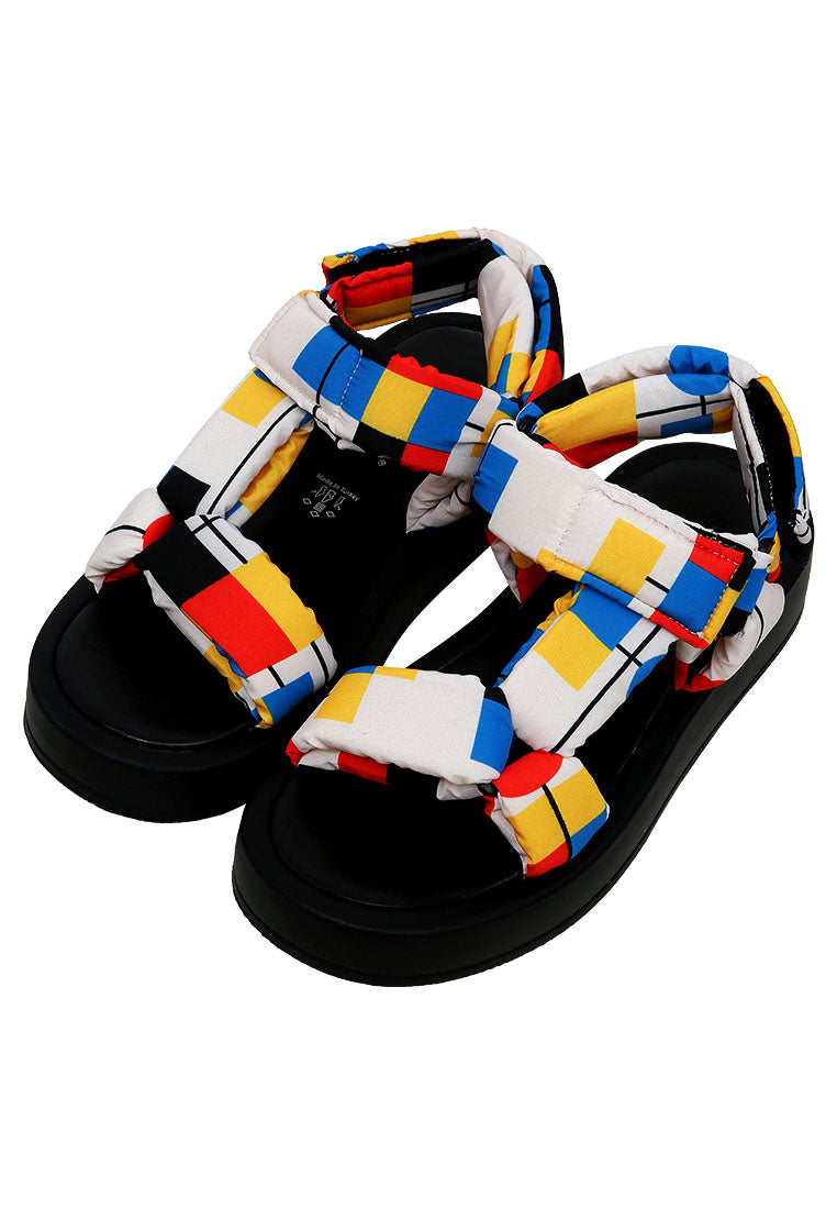 Women Vegan Leather Multicolor Wedge Sandals - Bauhaus Birdie Design