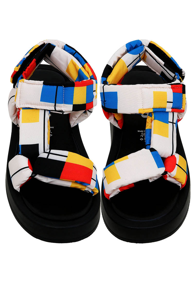 Women Vegan Leather Multicolor Wedge Sandals - Bauhaus Birdie Design