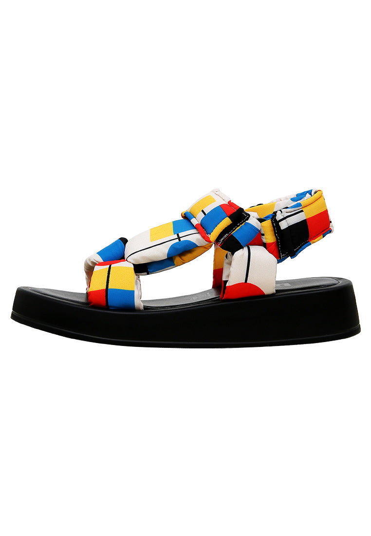 Women Vegan Leather Multicolor Wedge Sandals - Bauhaus Birdie Design