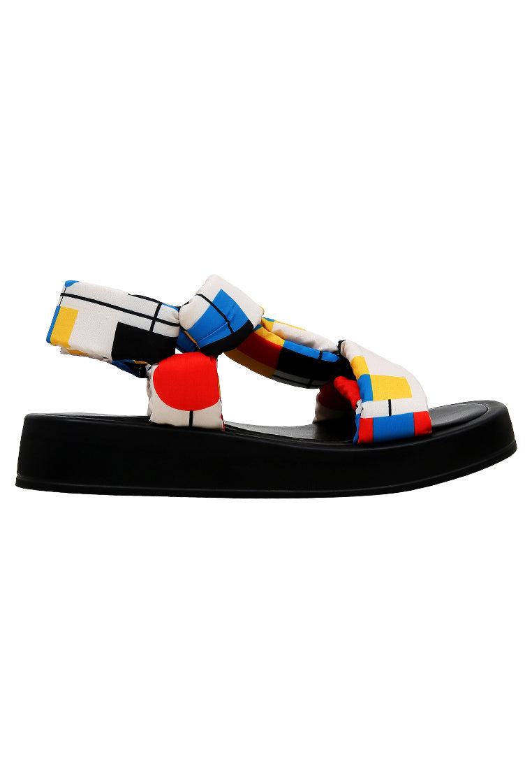 Women Vegan Leather Multicolor Wedge Sandals - Bauhaus Birdie Design