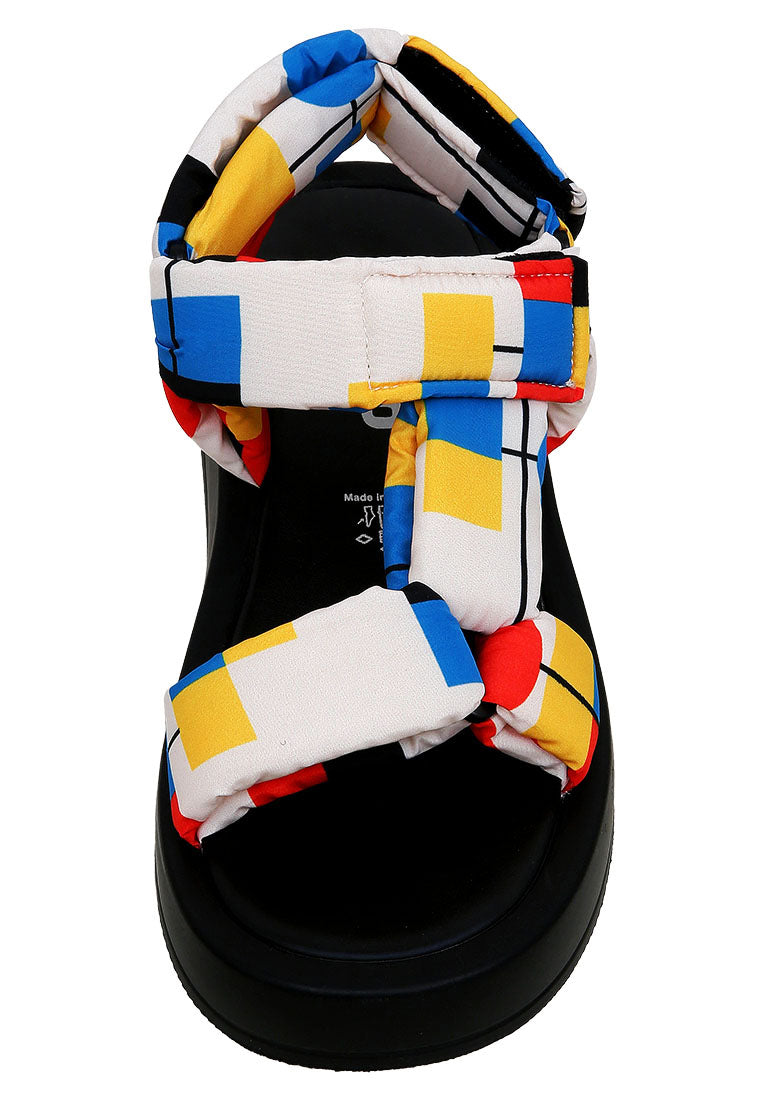 Women Vegan Leather Multicolor Wedge Sandals - Bauhaus Birdie Design