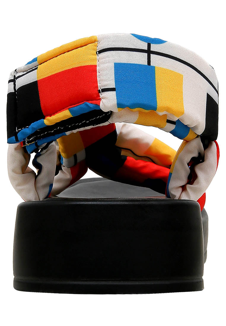 Women Vegan Leather Multicolor Wedge Sandals - Bauhaus Birdie Design