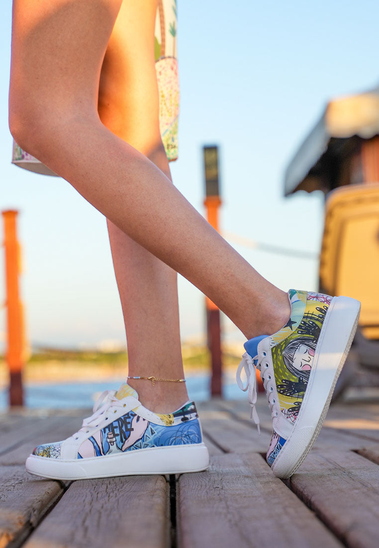 Trendy white sneakers