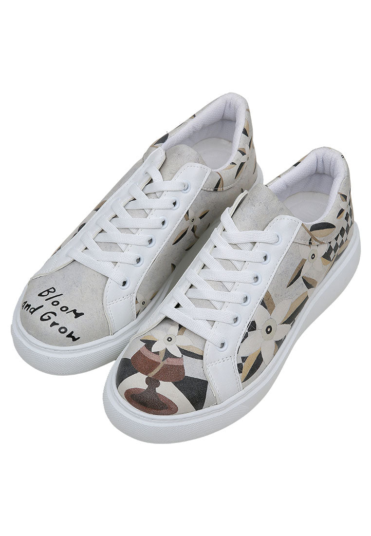 Women Vegan Leather White Sneakers - Bloom and Grow Design