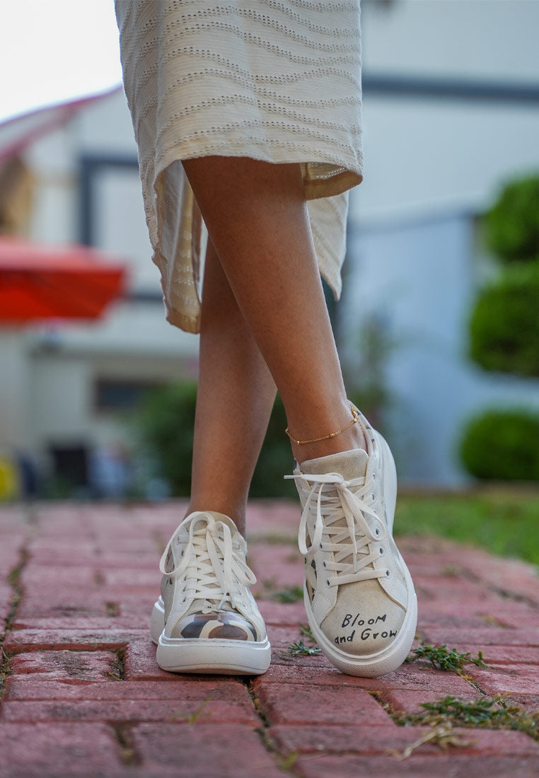 Women Vegan Leather White Sneakers - Bloom and Grow Design