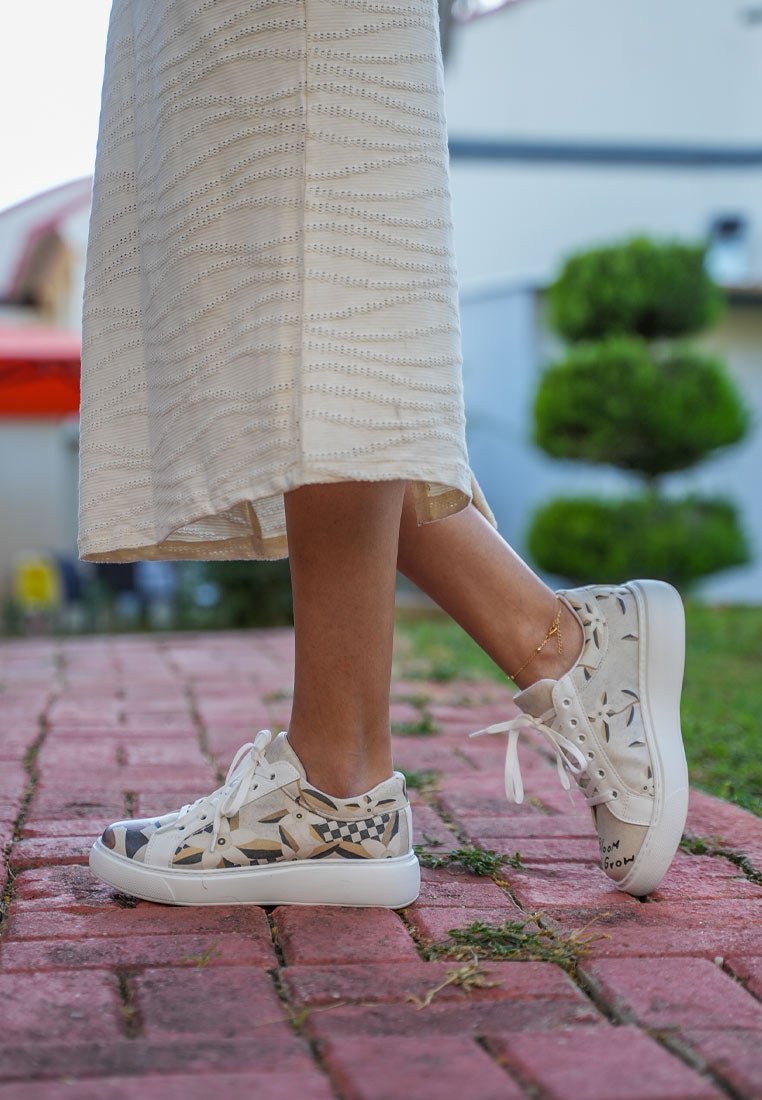 Women Vegan Leather White Sneakers - Bloom and Grow Design