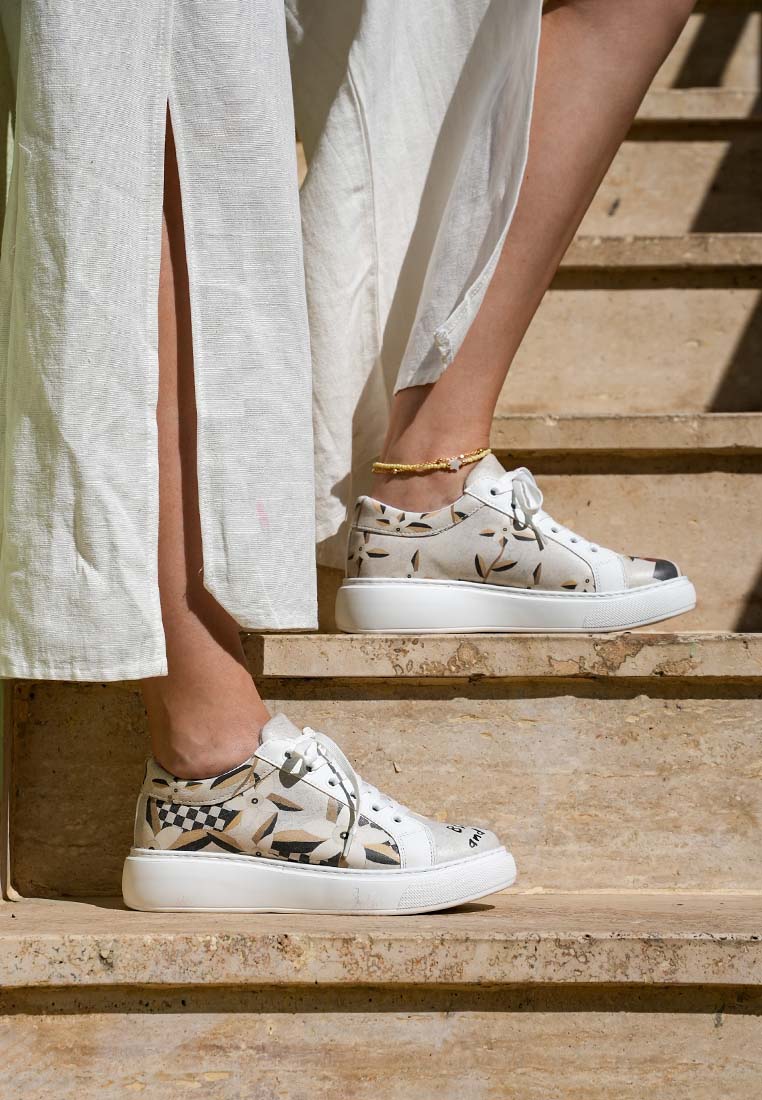 Women Vegan Leather White Sneakers - Bloom and Grow Design