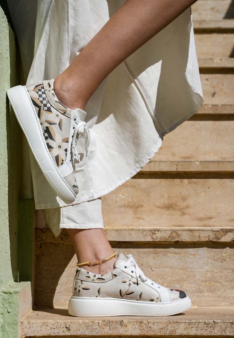 Women Vegan Leather White Sneakers - Bloom and Grow Design