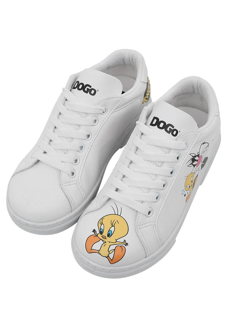 Eco-friendly unisex white leather sneakers for kids