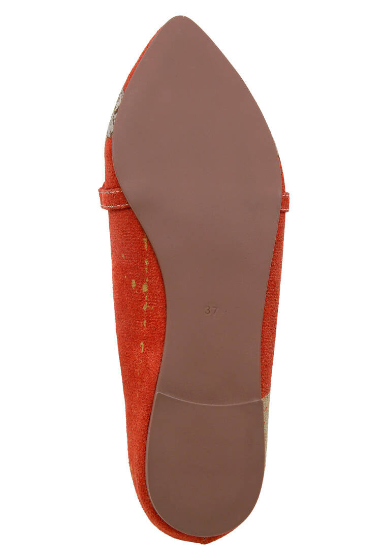Women Vegan Leather Orange Flat Shoes - Warner Bros Tom & Jerry Design
