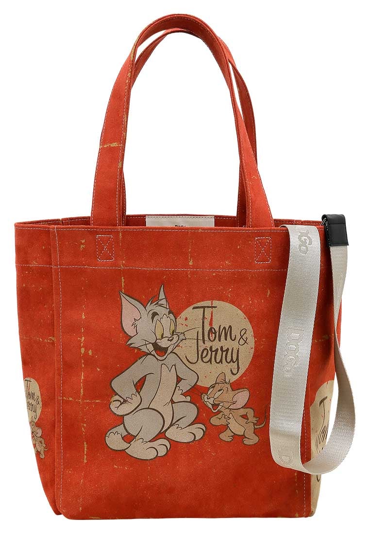 Women Vegan Orange Large Tote Bag - Warner Bros Tom & Jerry Design