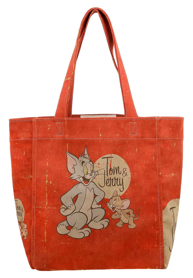 Women Vegan Orange Large Tote Bag - Warner Bros Tom & Jerry Design