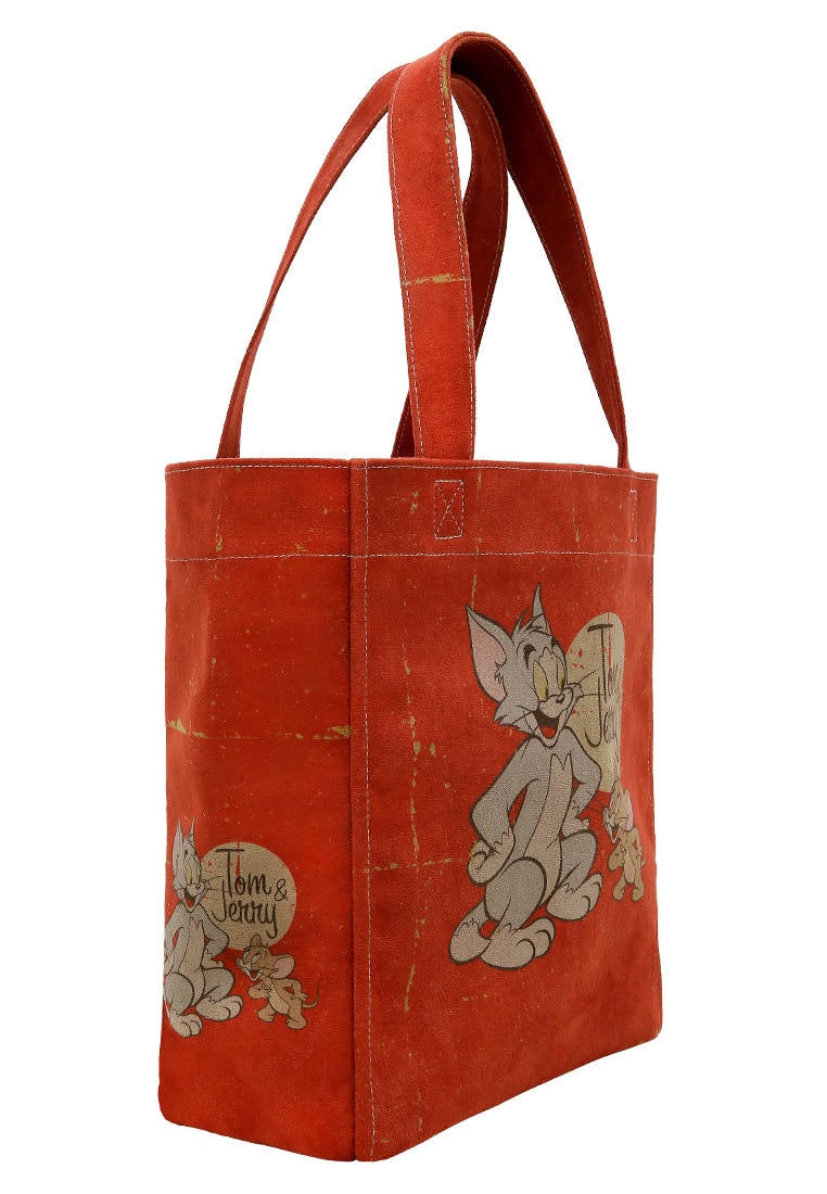 Women Vegan Orange Large Tote Bag - Warner Bros Tom & Jerry Design