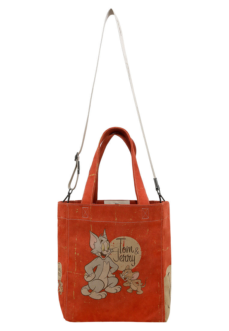 Women Vegan Orange Large Tote Bag - Warner Bros Tom & Jerry Design