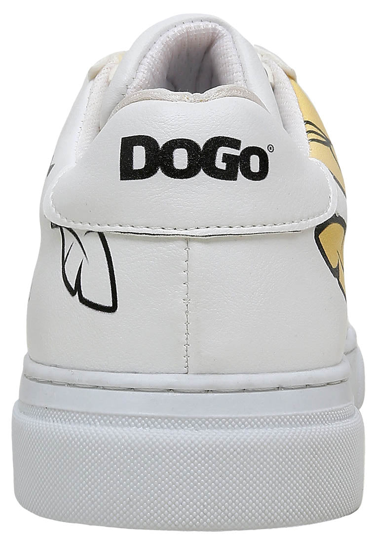 Women Vegan Leather White Sneakers - Warner Bros Feeling Happy Design