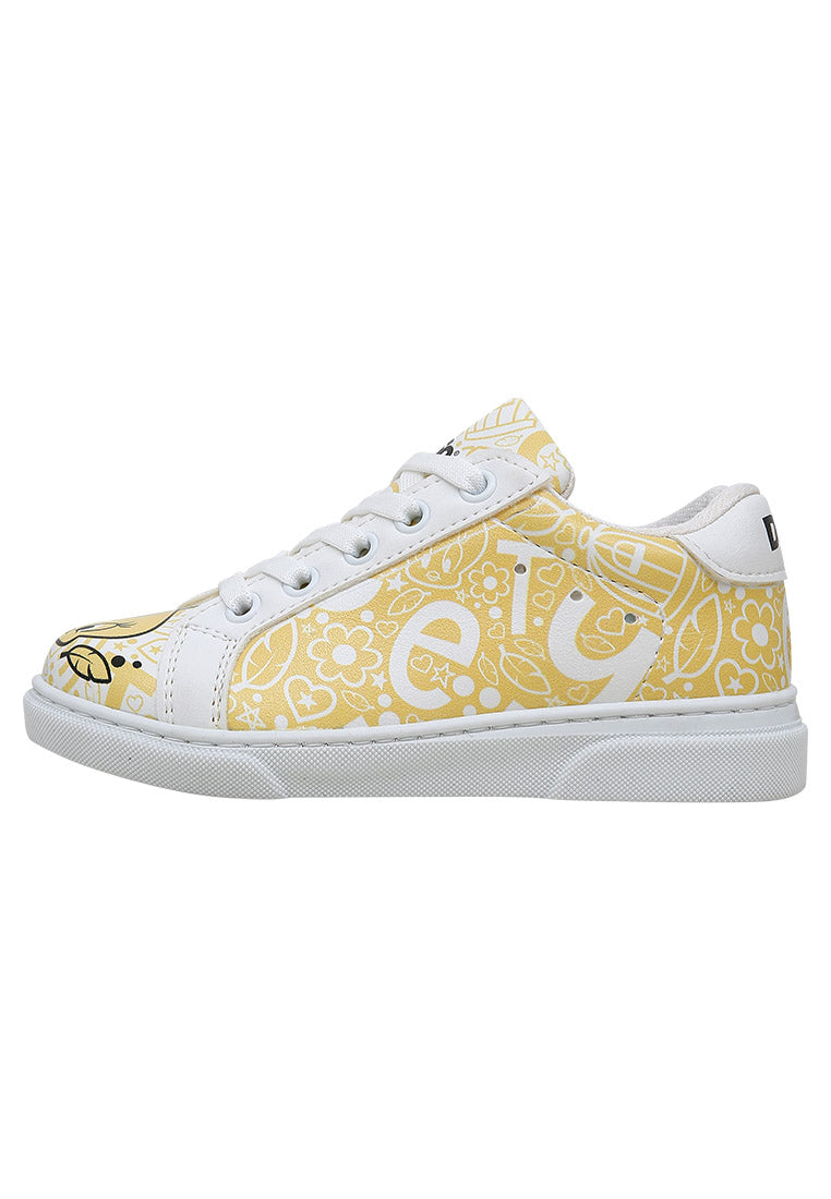 Unisex Kids Vegan Leather White Sneakers - Warner Bros Feeling-Happy Design
