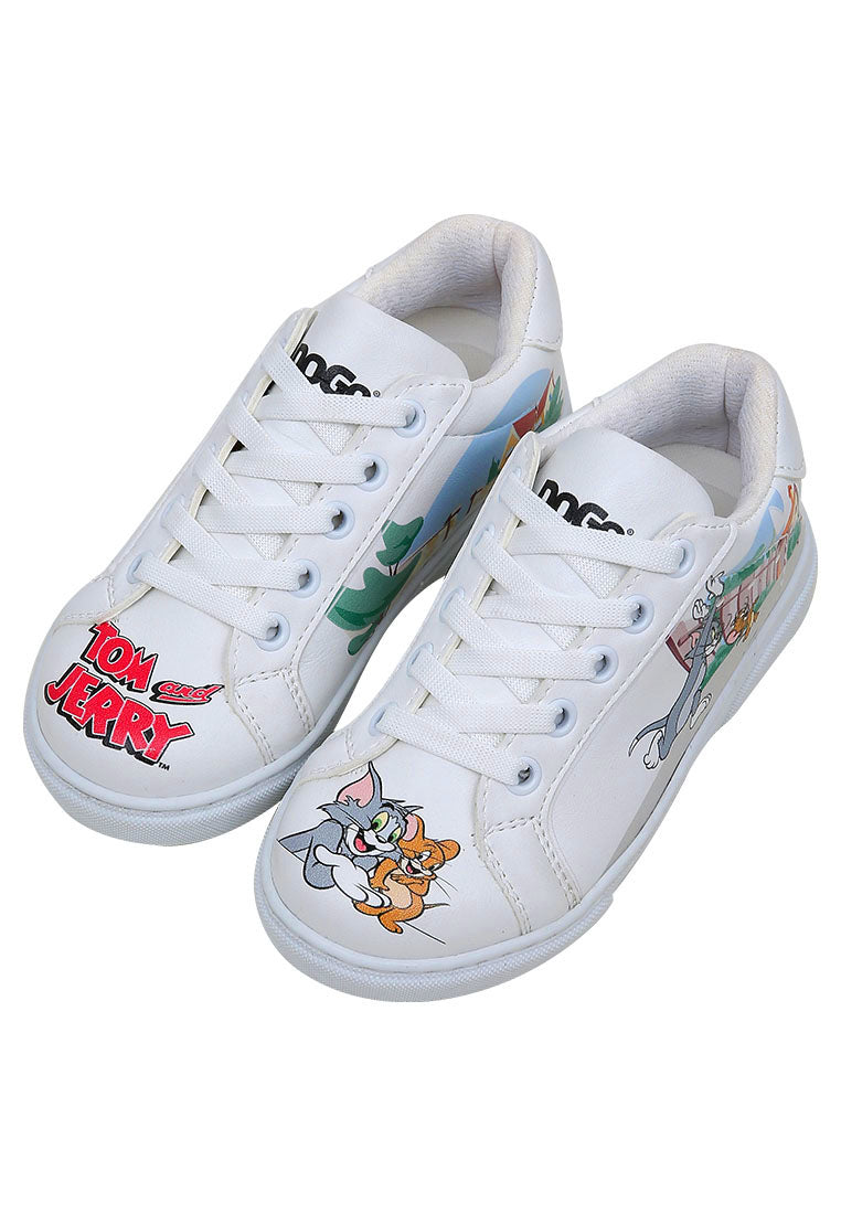 Unisex Kids Vegan Leather White Sneakers - Warner Bros Together-and-Apart Design
