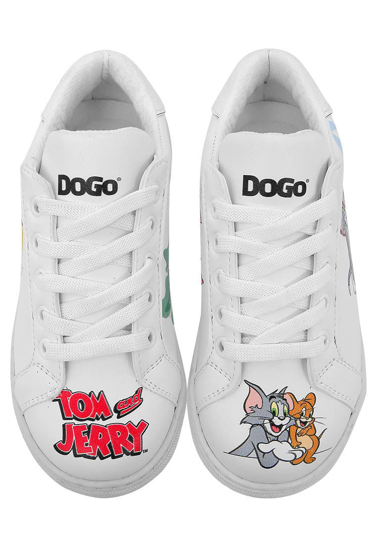 Unisex Kids Vegan Leather White Sneakers - Warner Bros Together-and-Apart Design