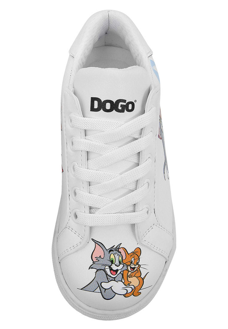 Unisex Kids Vegan Leather White Sneakers - Warner Bros Together-and-Apart Design