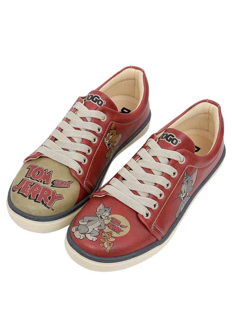 Women Vegan Leather Orange Sneakers - Warner Bros Tom ve Jerry Design